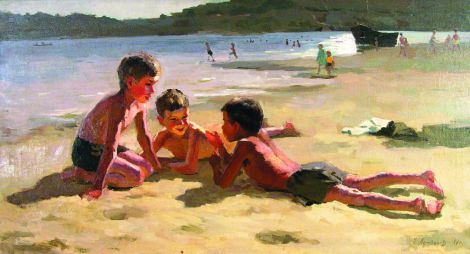 &laquoМальчики на пляже. 1957» художник: Лемзаков Николай Александрович