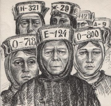 «Шахтерки-каторжанки 1945-46 гг. Серия «ГУЛАГ. Воспоминания»» художник: Иванов Константин Петрович