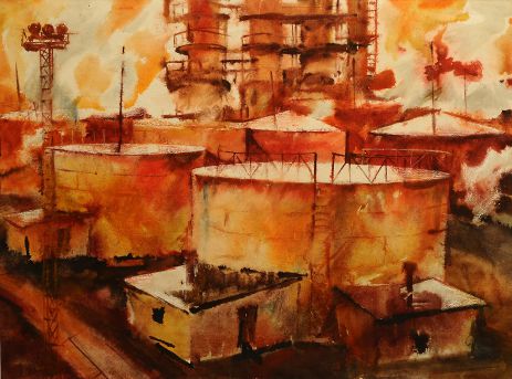 «Нефтеперерабатывающий завод. Нефтеёмкость. » художник: Шустов Валерий Семенович
